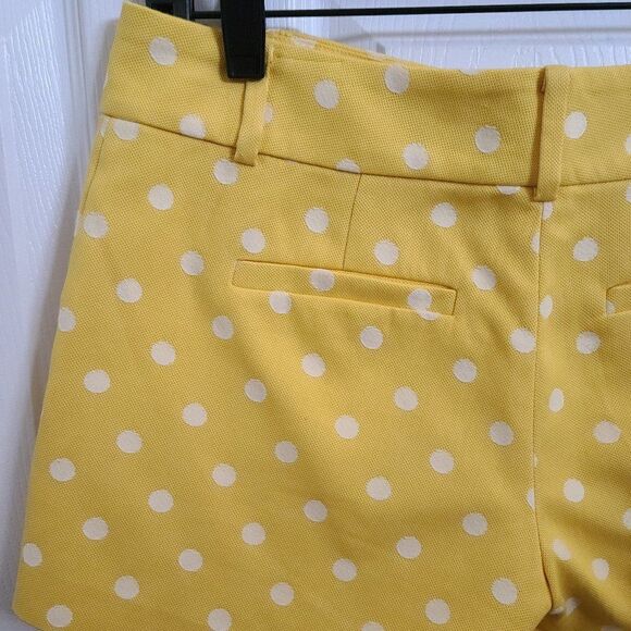 Ann Taylor Yellow White Poka Dots Shorts - Picture 6 of 9